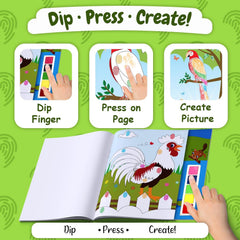 Fingerprint Coloring Book – Animals & Birds | Finger Painting Fun for Kids | Includes Colors | Spark Creativity & Imagination | Perfect Gift