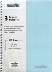 3-Subject Notebook with Durable Long-Life Nylon Cover – 120 Sheets – 242 × 176 mm