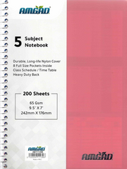 5-Subject Notebook with Durable Long-Life Nylon Cover – 200 Sheets – 242 × 176 mm