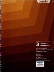 3-Subject Full Size Notebook with Dividers & Class Schedule – 120 Sheets