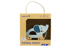 Pull Along wooden toy- Elephant TJ007A - لعبة سحب الحيوانات الخشبية دار ملهمون للنشر والتوزيع