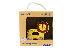 Pull Along wooden toy- Lion TJ008A - لعبة سحب الحيوانات الخشبية دار ملهمون للنشر والتوزيع