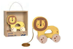 Pull Along wooden toy- Lion TJ008A - لعبة سحب الحيوانات الخشبية دار ملهمون للنشر والتوزيع