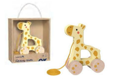 Pull Along wooden toy- Giraffe TJ009A - لعبة سحب الحيوانات الخشبية دار ملهمون للنشر والتوزيع