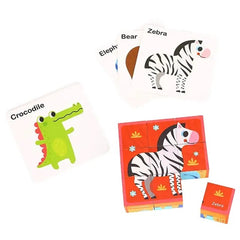 أحجية مكعبات الحيوانات مع بطاقة رسم - 15 قطعة