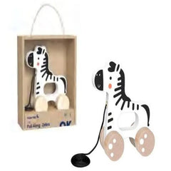 لعبة حمار وحشي خشبية قابلة للسحب