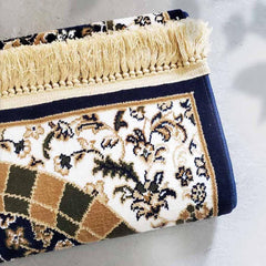 Al Rawdah Mehrab Premium Prayer Mat - Navy Blue