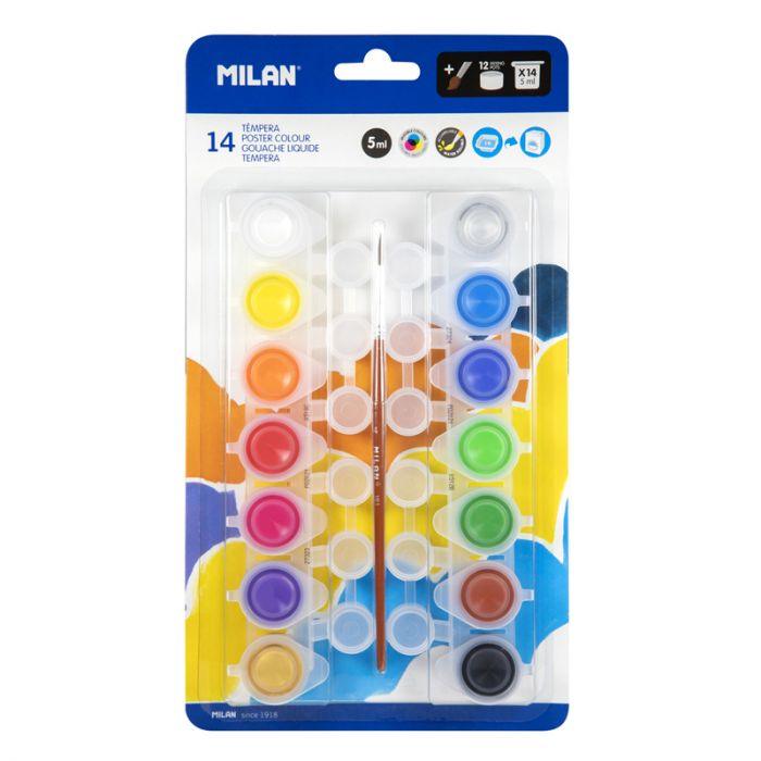 Blister Pack With 14 Jars 5 ml Poster Paint 12 Mixing Pots And Brush