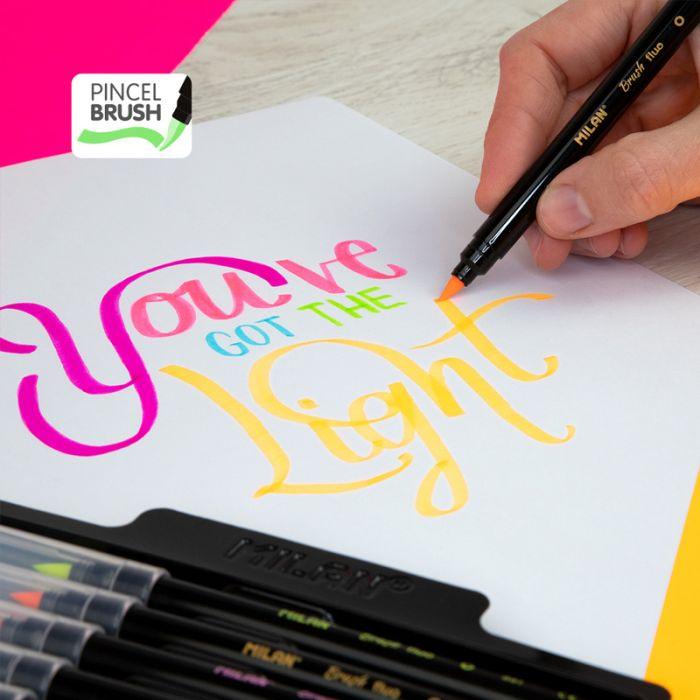 Box 6 Brush Tip FibrePens Fluo Colors