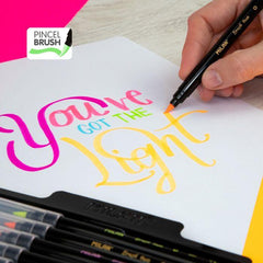 Box 6 Brush Tip FibrePens Fluo Colors