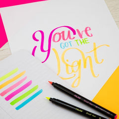 Box 6 Brush Tip FibrePens Fluo Colors