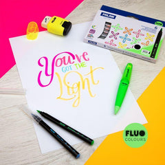 Box 6 Brush Tip FibrePens Fluo Colors