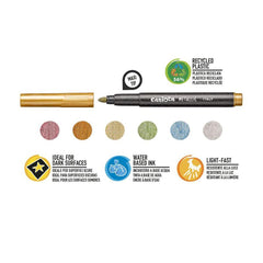 CARIOCA METALLIC MAXI MARKERS BOX FELT TIP PENS 6 PIECES