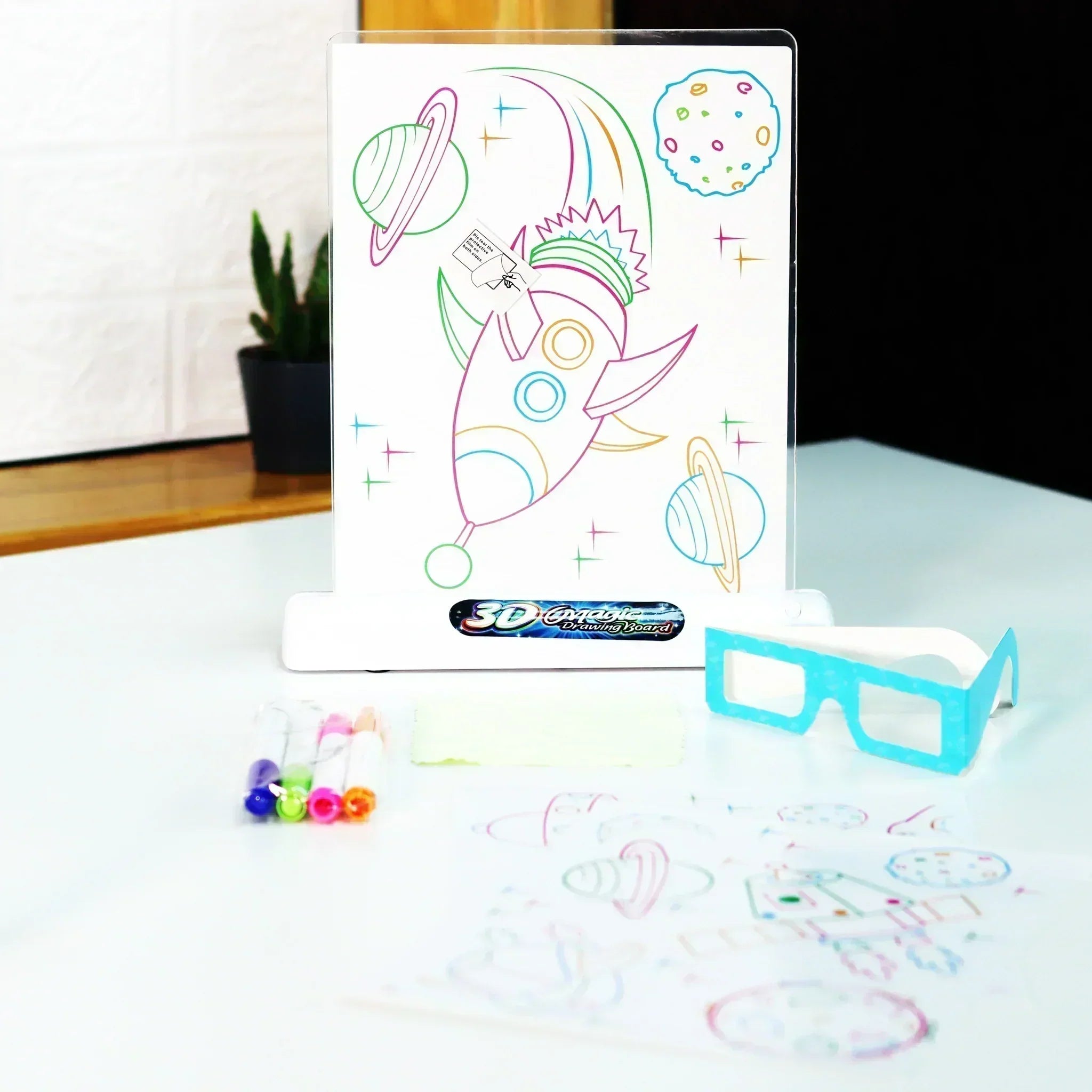 Magic 3D Drawing Board | لوح الرسم السحري مع إضاءة ال اي دي لرسومات ثلاثية الأبعاد