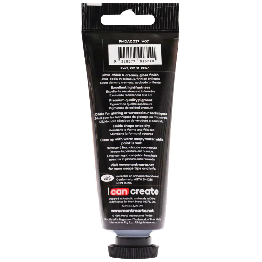 Mont Marte Dimension Acrylic Paint 75ml Tube - Raw Umber PMDA0037