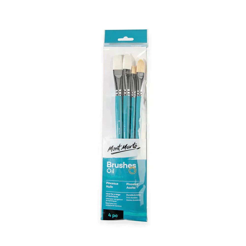 Mont Marte Gallery Series Paint Brush Set Oil 4pc Bmhs0022 Book Fanar