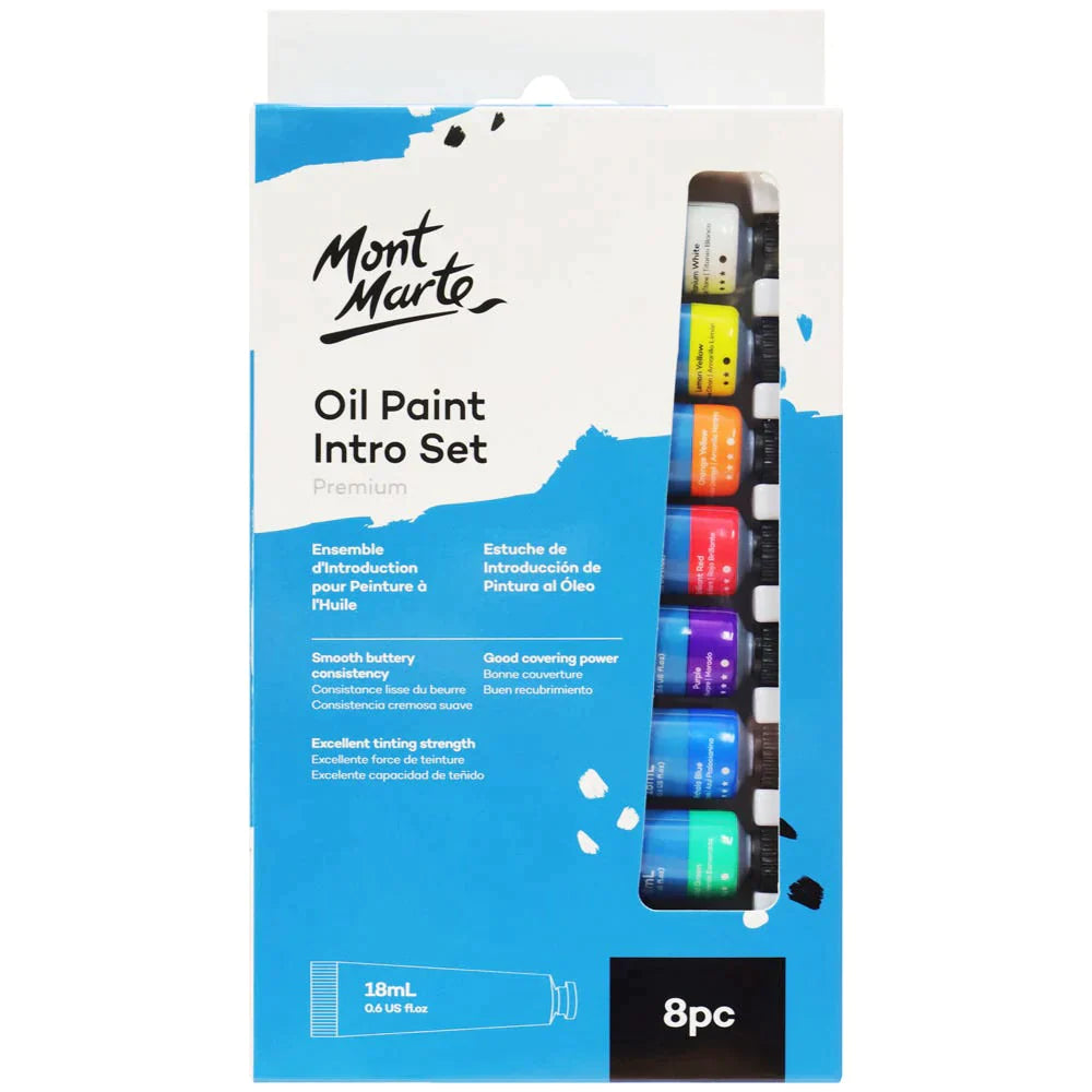 Mont Marte Intro Paint Set - Professional Oil Paint 8pc x 18ml - MPO8181