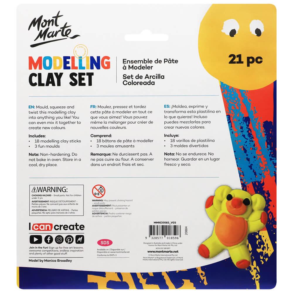 Mont Marte Kids MMKC0083- Modelling Clay Set w/Moulds 21pc