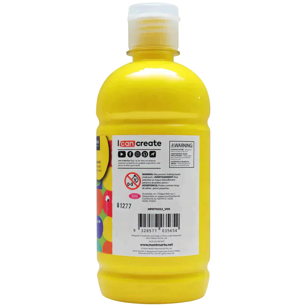 Mont Marte Kids - Poster Paint 500ml MPST0013- Yellow Mid
