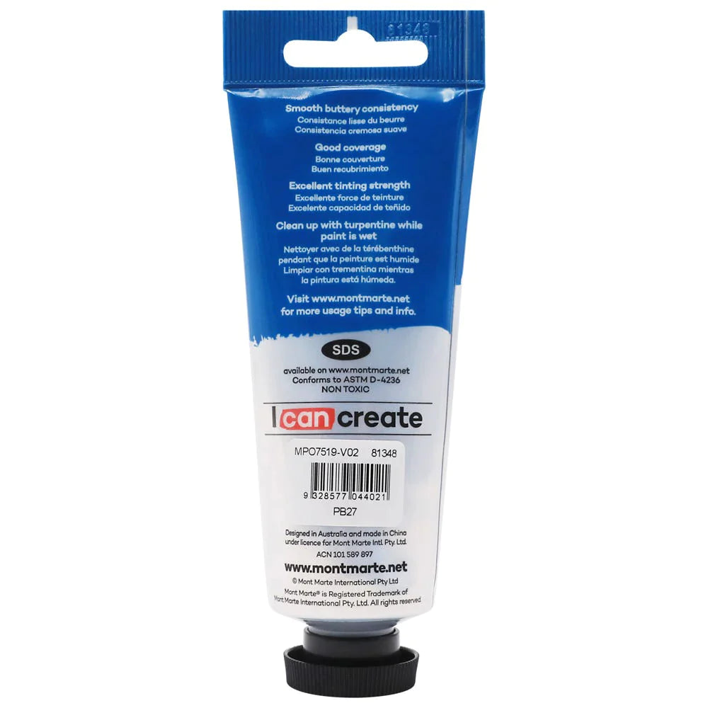 Mont Marte Oil Paint 75ml Tube - Prussian Blue MPO7519