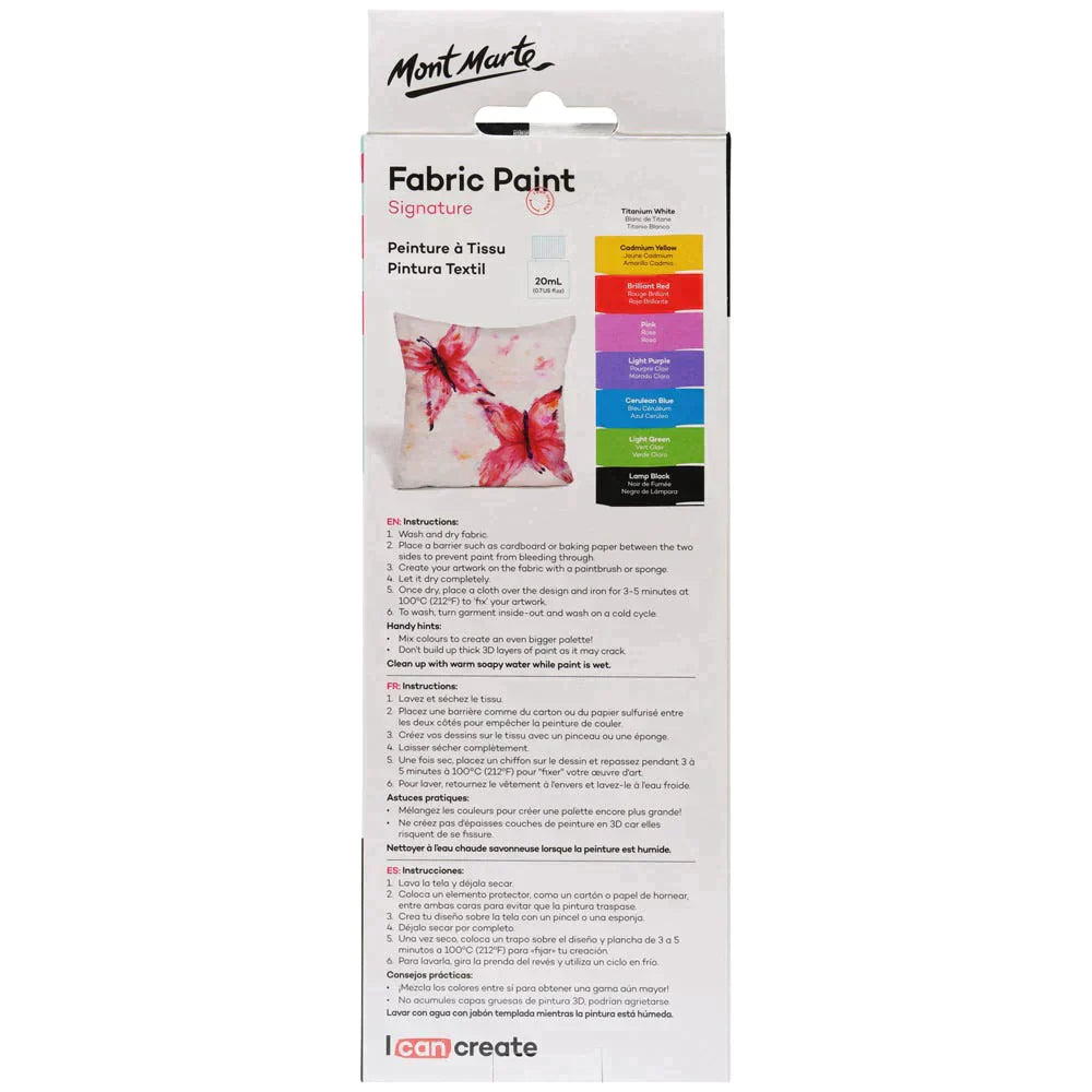 Mont Marte Paint Set - Fabric Paint 8pc x 20ml - PMHS0022