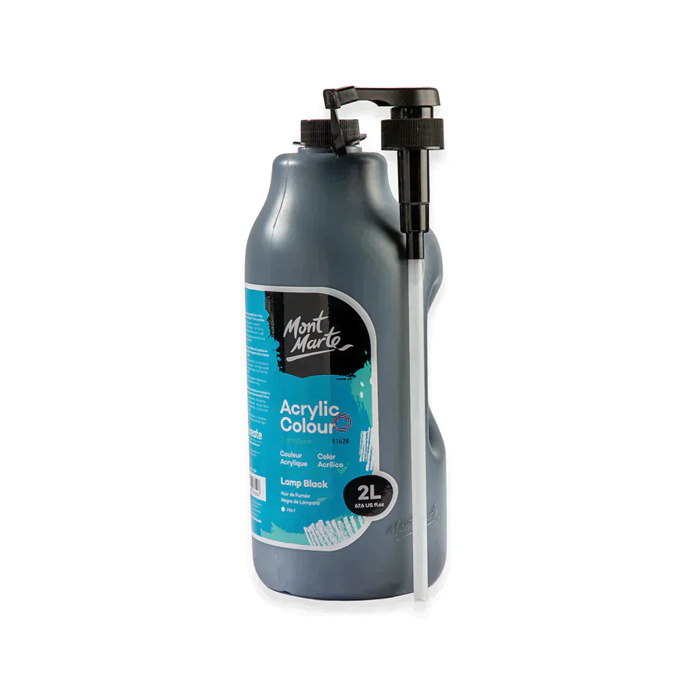 Mont Marte Signature Acrylic Paint Pump Bottle 2L - Black MSCH2210