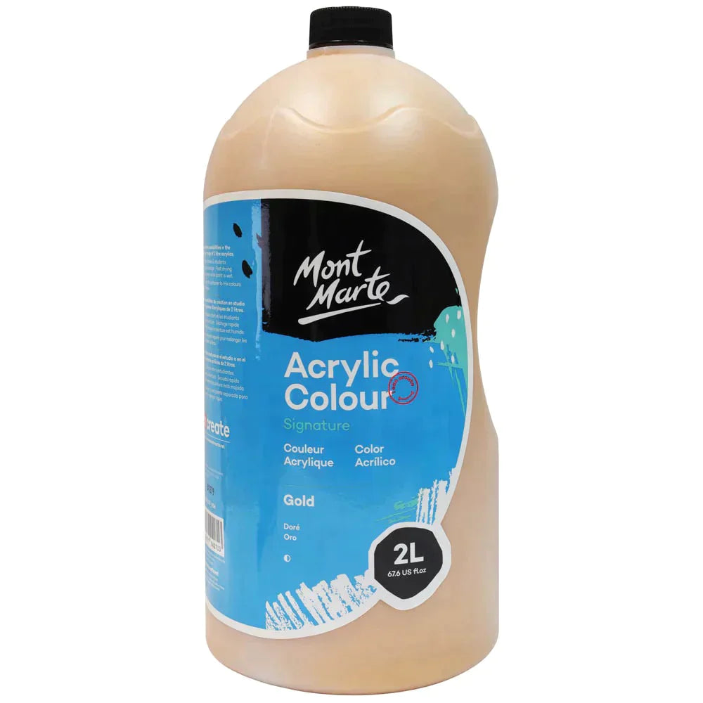 Mont Marte Signature Acrylic Paint Pump Bottle 2L - Gold MSCH2225