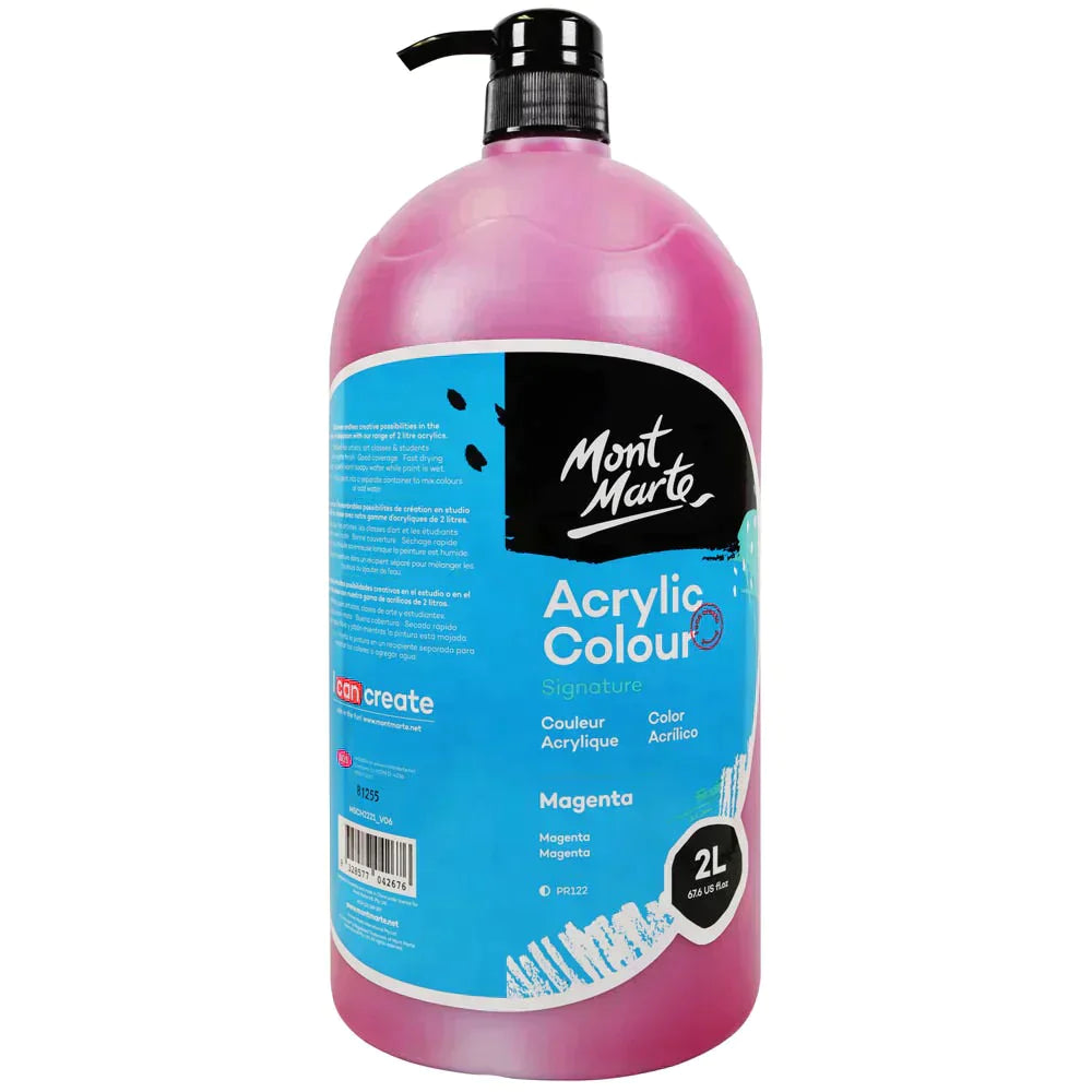 Mont Marte Signature Acrylic Paint Pump Bottle 2L - Magenta MSCH2221 Baqer Mohebi
