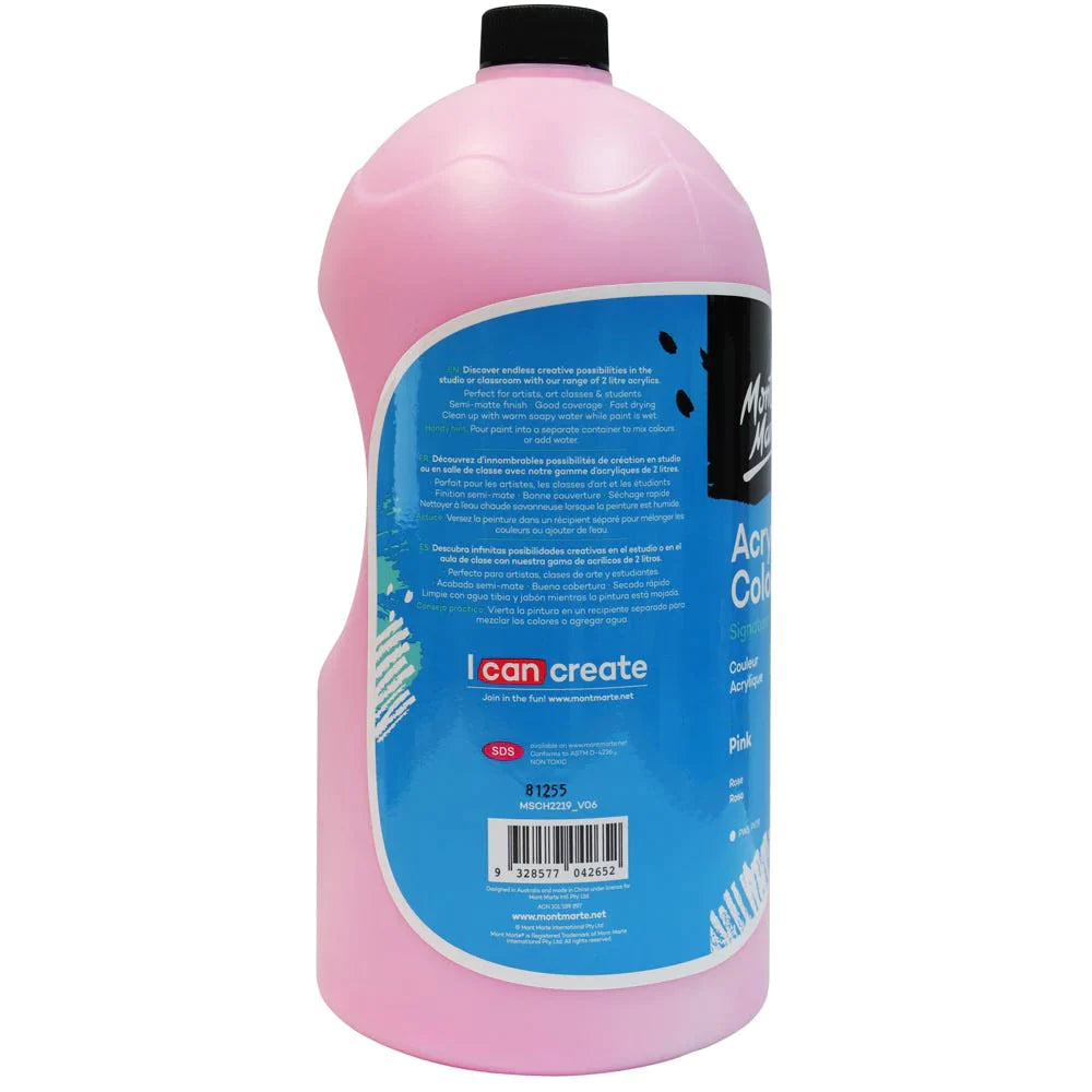 Mont Marte Signature Acrylic Paint Pump Bottle 2L - Pink MSCH2219