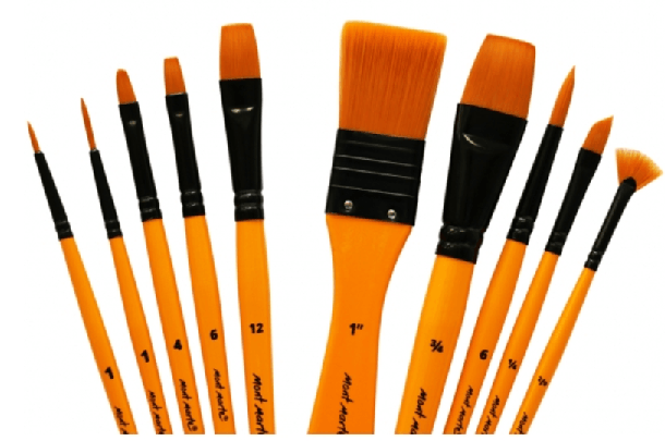 Mont Marte Signature Paint Brush Set BMHS0030 - Acrylic Taklon Bristle In Wallet 11pc