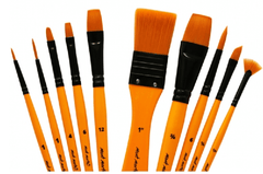 Mont Marte Signature Paint Brush Set BMHS0030 - Acrylic Taklon Bristle In Wallet 11pc