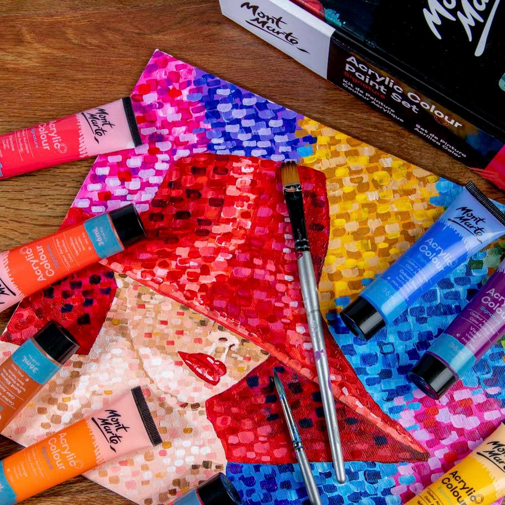 Mont Marte Signature Paint Set - Acrylic Paint 48pc x 36ml Tubes - MSCH4836