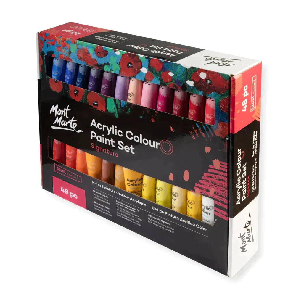Mont Marte Signature Paint Set - Acrylic Paint 48pc x 36ml Tubes - MSCH4836