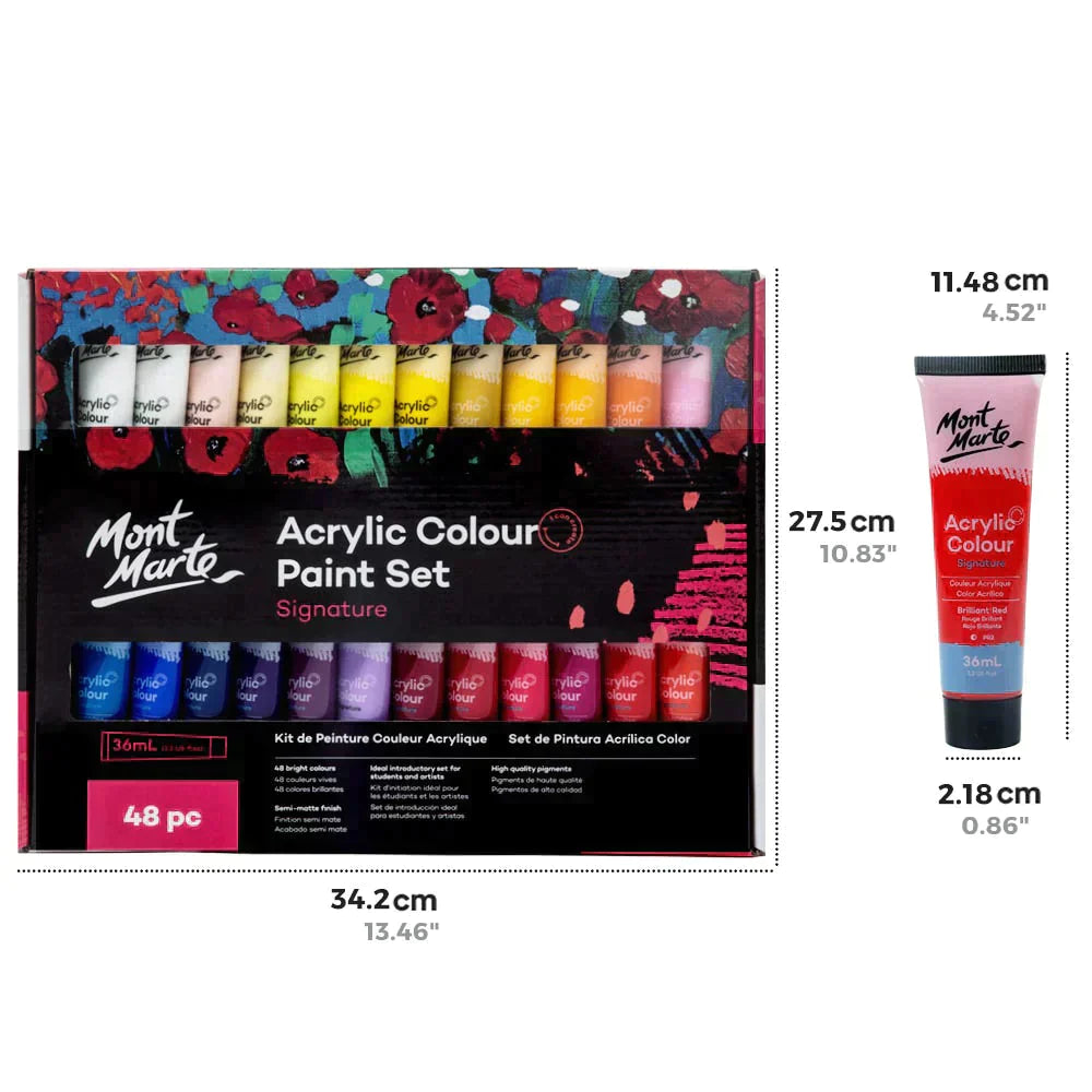 Mont Marte Signature Paint Set - Acrylic Paint 48pc x 36ml Tubes - MSCH4836
