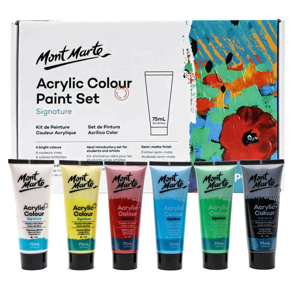 Mont Marte Signature Paint Set Acrylic Paint 6pc x 75ml Tubes