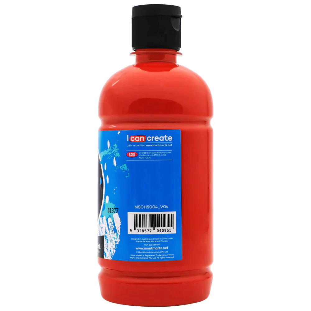 Mont Marte Studio Acrylic 500ml bottle - Brilliant Red MSCH5004