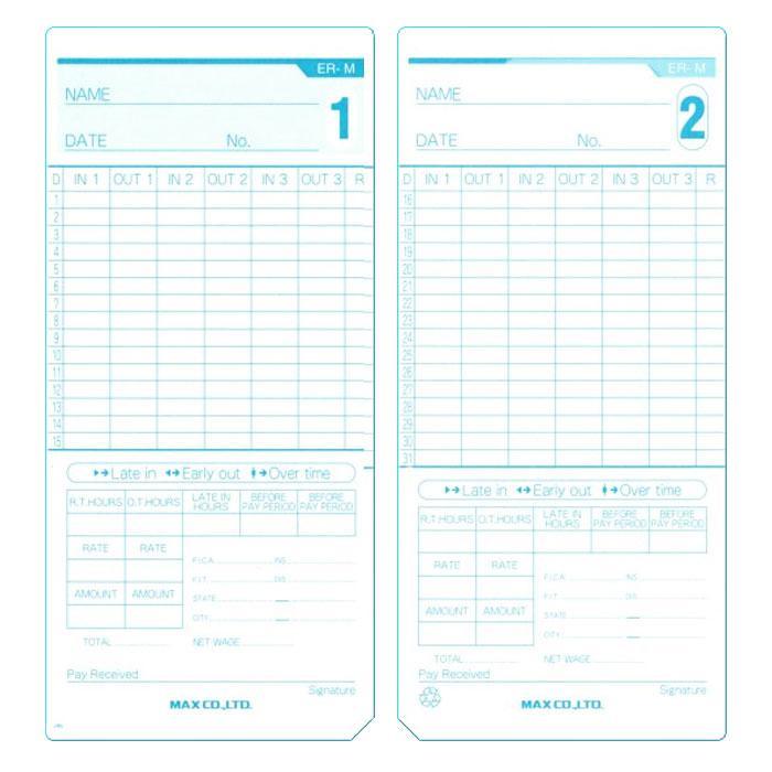MX ER-M MAX TIME CARDS (Pack of 100)