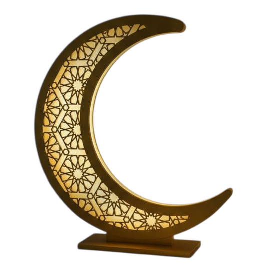 زينة رمضان - نموذج هلال ثلاثي الأبعاد فاخر مع إضاءة - Book Fanar