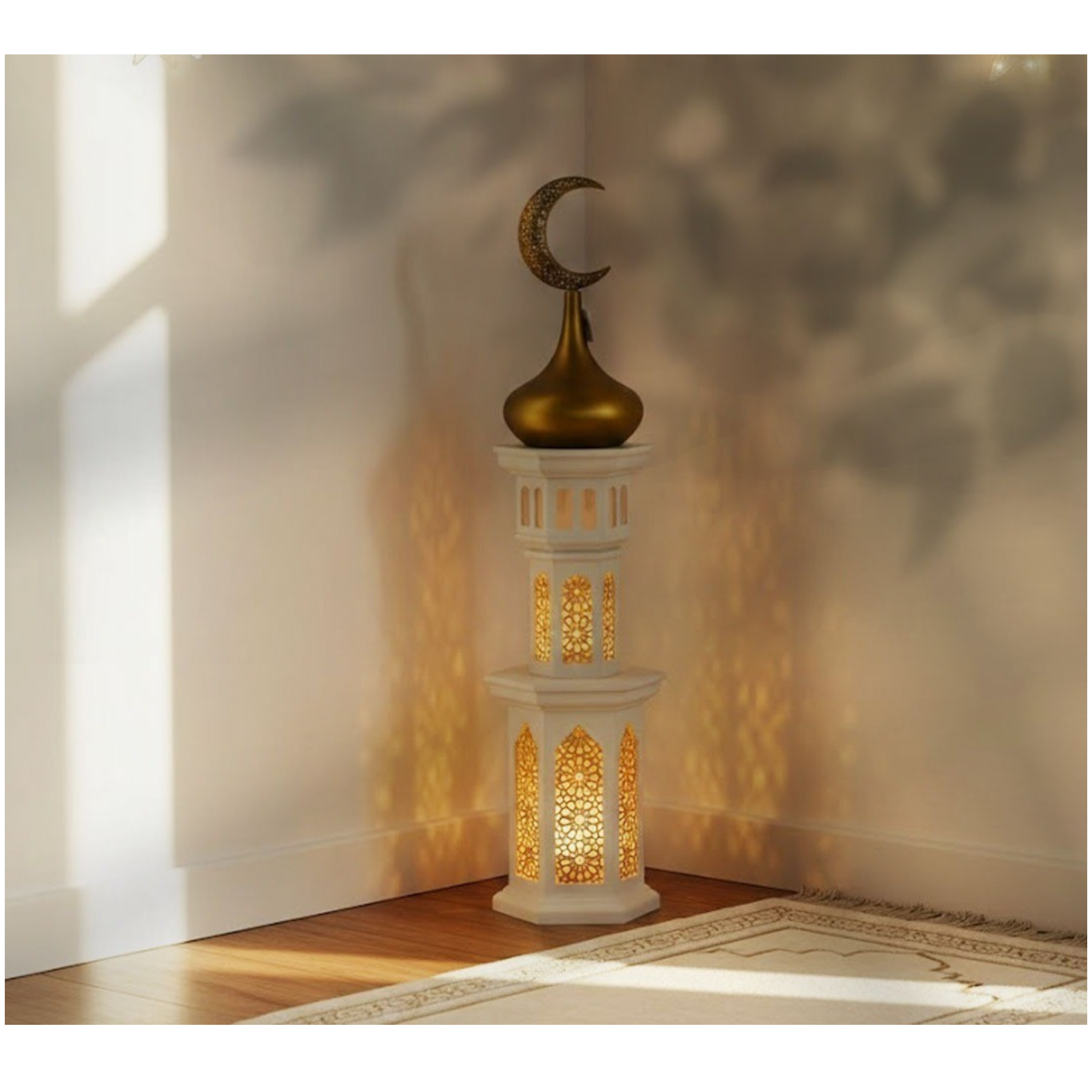 زينة رمضان - نموذج مئذنة ثلاثي الأبعاد فاخر مع إضاءة - Book Fanar