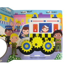 Turn the Wheels: Emergency Vehicles – Interactive Board Book for Children
