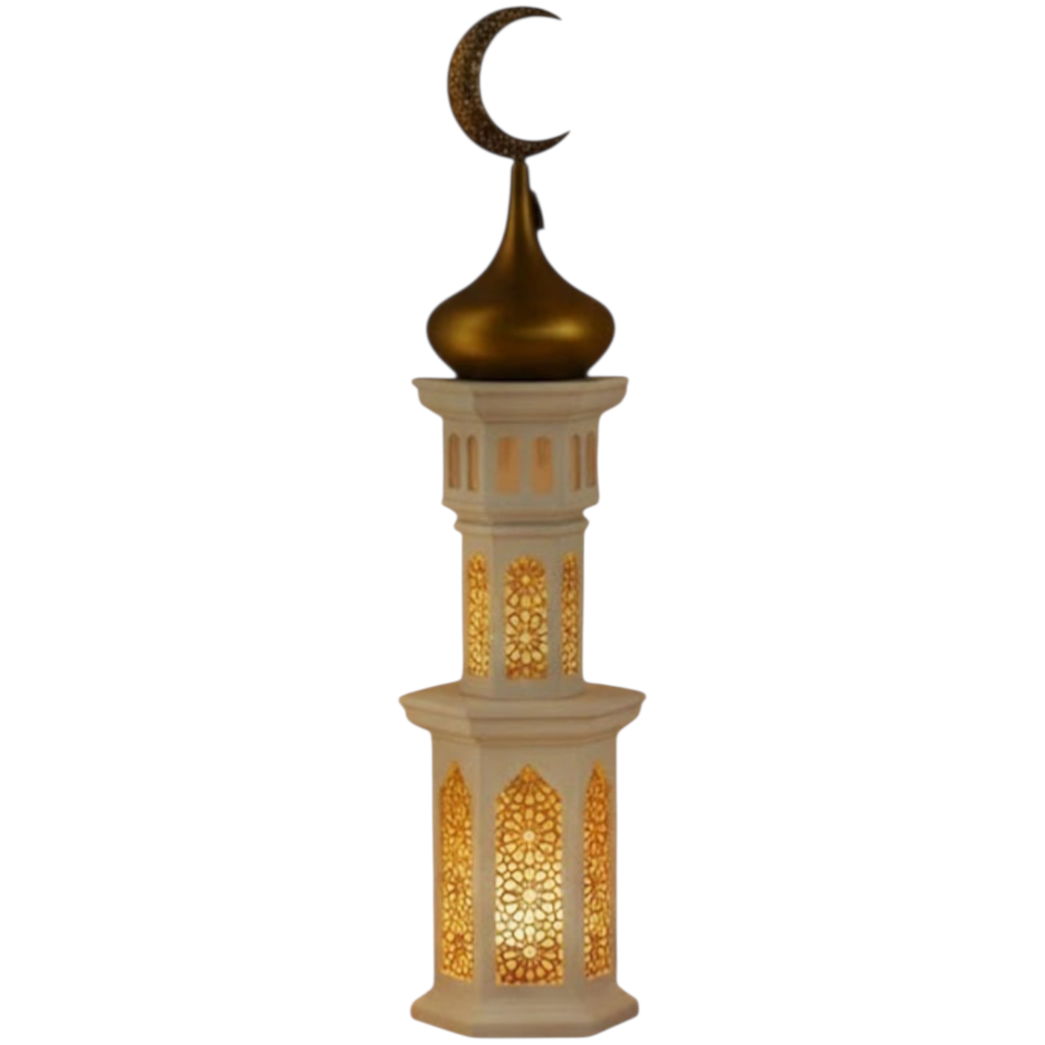 زينة رمضان - نموذج مئذنة ثلاثي الأبعاد فاخر مع إضاءة - Book Fanar