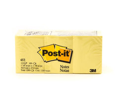 3M 653 POST-IT NOTES، 1.5 بوصة × 2 بوصة، 12 ورقة في كل عبوة 