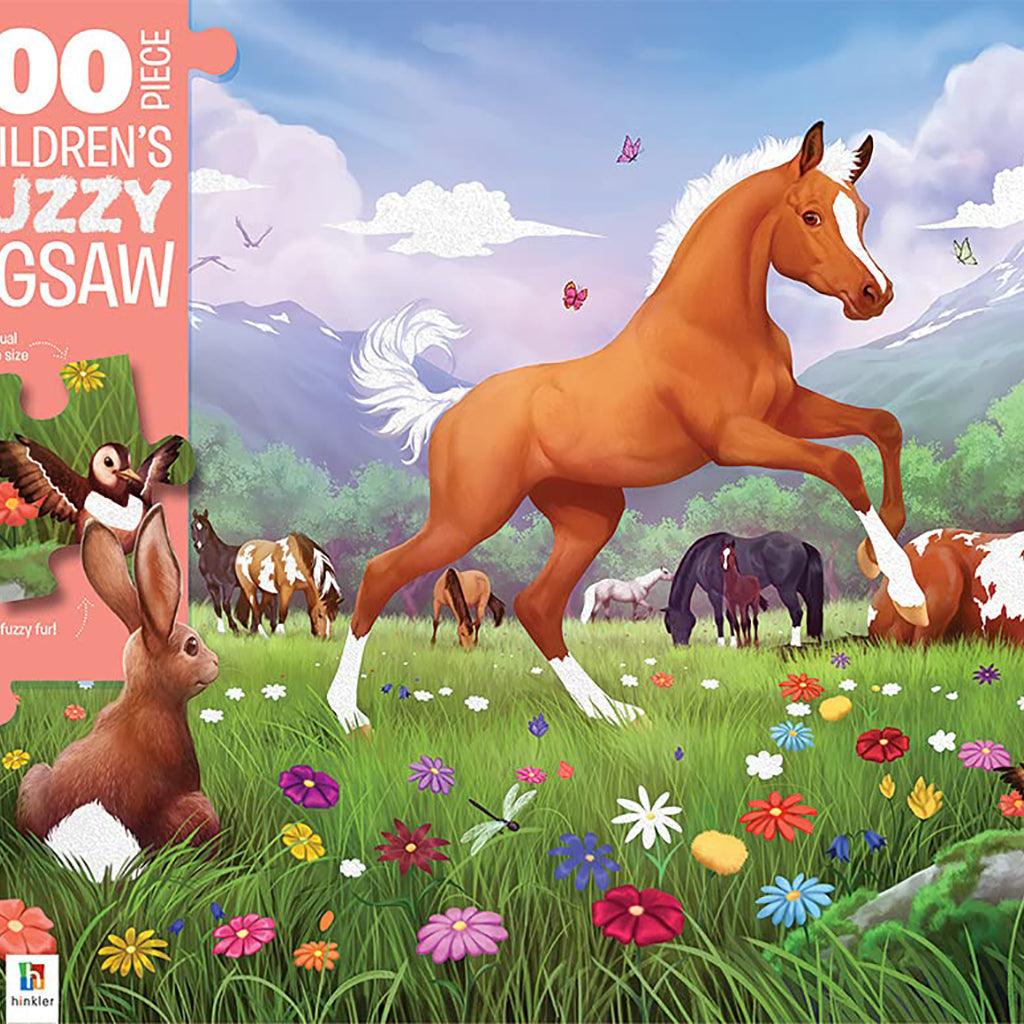 100 PIECE FUZZY JIGSAW HORSES