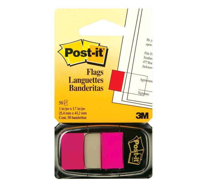 3M 680 21 POST-IT FLAGS-BRIGHT PINK 1X1.7