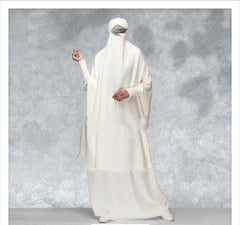 3 Pieces Jilbab Ihram For Ladies Off White color طاقم الاحرام للسيدات