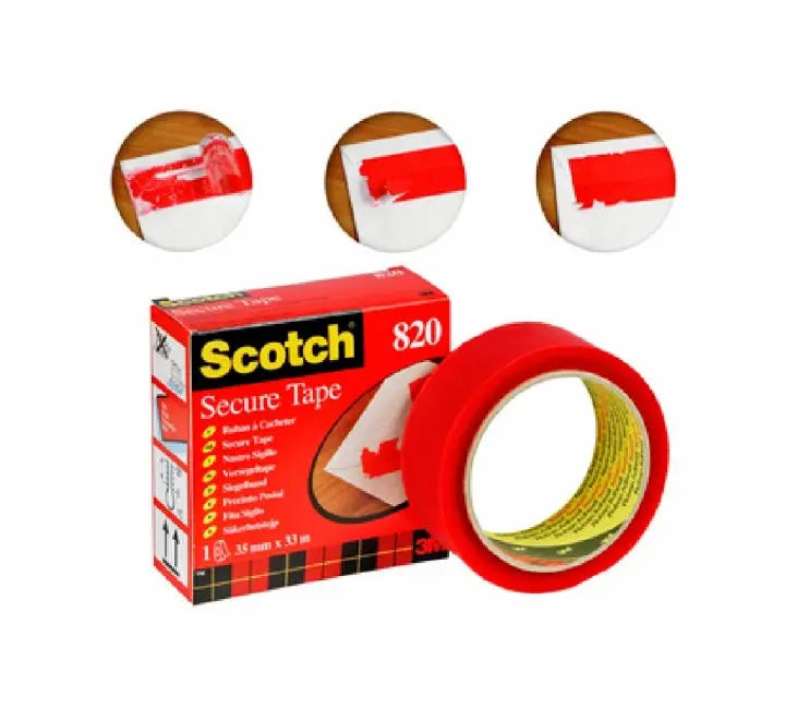 3M FT500013055 SCOTCH 820 SECURE TAPE RED 35MM X 33M