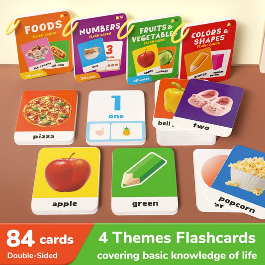 Flashcards - Numbers, Fruits, Shapes and Foods