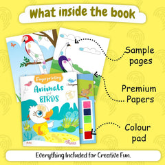 Fingerprint Coloring Book – Animals & Birds | Finger Painting Fun for Kids | Includes Colors | Spark Creativity & Imagination | Perfect Gift