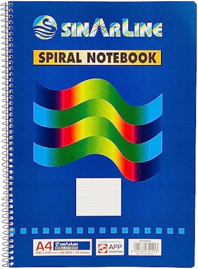 SP03851 SINARLINE SIDE SPIRAL NOTE BOOK, A4 SIZE, 70 SHEETS