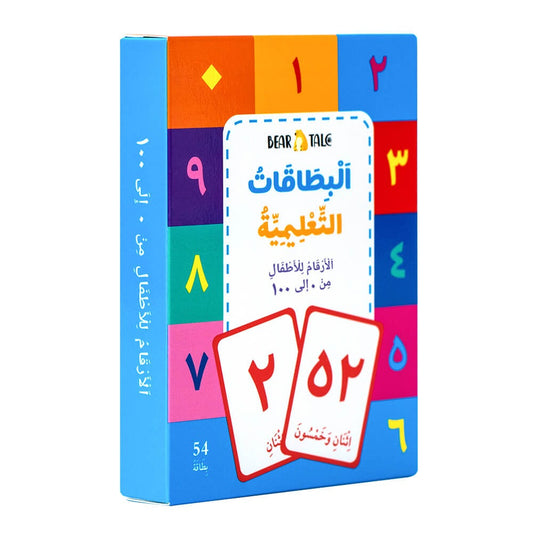 Arabic flashcards for numbers 0 to 100